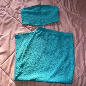 Shein Blue Tube Top & Skirt Set